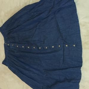 Vintage 1970s Hamilton Denim Skirt Button Front Midi Pockets